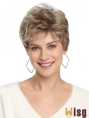 Synthetic Affordable Cropped Wavy Grey Wigs