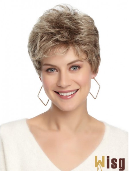 Synthetic Affordable Cropped Wavy Grey Wigs