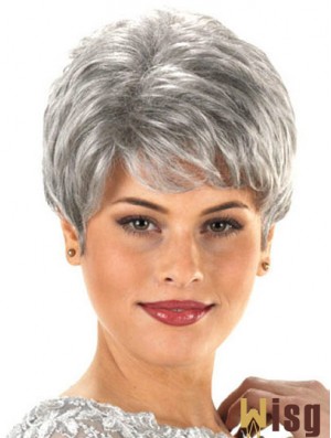 Synthetic Cheap Short Wavy Grey Wigs