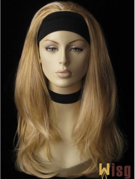 Long Straight Blonde Affordable Synthetic Half Wigs