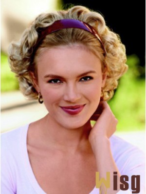 Short Curly Blonde Top Synthetic Half Wigs