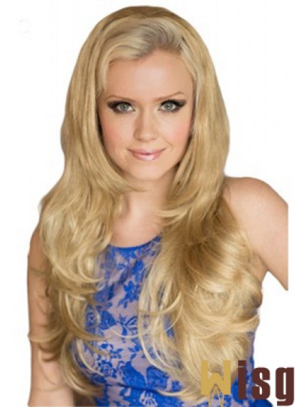 Long Wavy Blonde Exquisite Synthetic Half Wigs