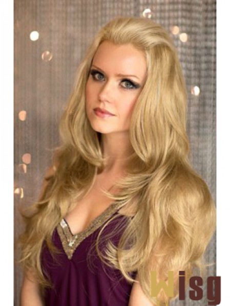 Long Wavy Blonde Comfortable Synthetic Half Wigs