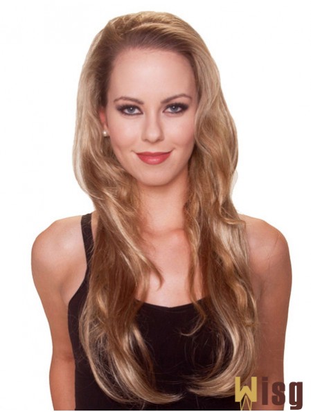 Long Straight Blonde Stylish Synthetic Half Wigs