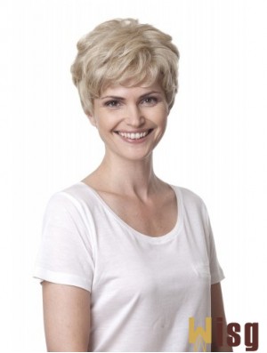 Blonde Curly Short Layered 100% Hand-tied Cheap Hair Online