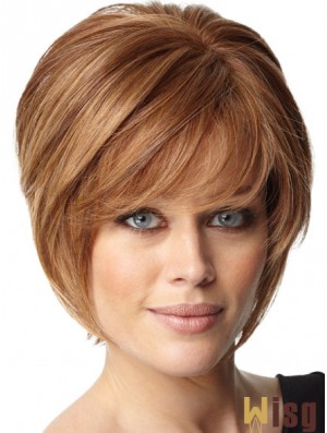 Auburn Straight Chin Length Bobs Capless Cheap Ladies Wigs UK