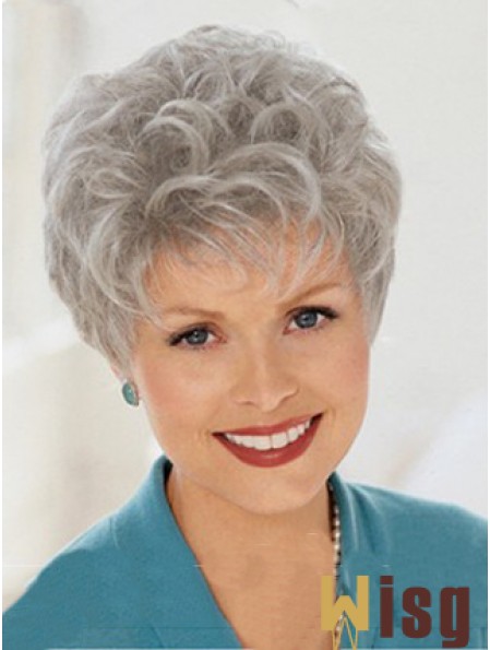 Discount Wigs With Capless Grey Cut Wavy Style Short Length