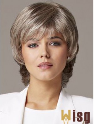 Wavy Capless 10 inch Sleek Short Grey Wigs