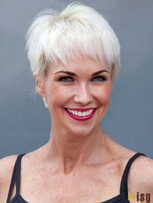 Buy Wigs With Remy Capless Straight Style Short Length Grey Cut