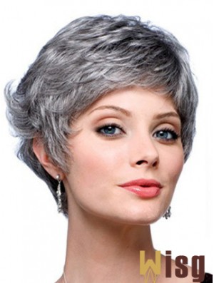 Wavy Capless 8 inch Designed Short Grey Wigs