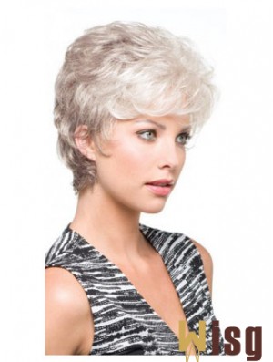 Salt And Pepper Grey Shorter Hair With Synthetic Capless Wavy Wigs