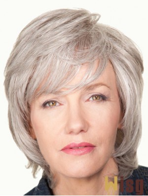 Wavy Lace Front 12 inch New Chin Length Grey Wigs