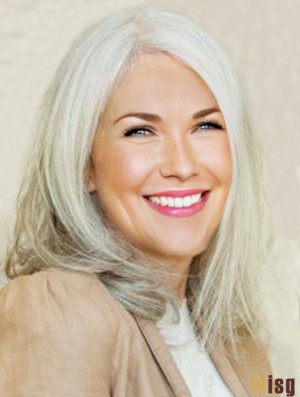 Straight Capless 16 inch Designed Shoulder Length Grey Wigs