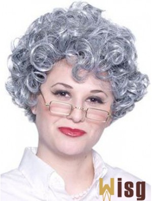 Curly Lace Front 8 inch Best Short Grey Wigs