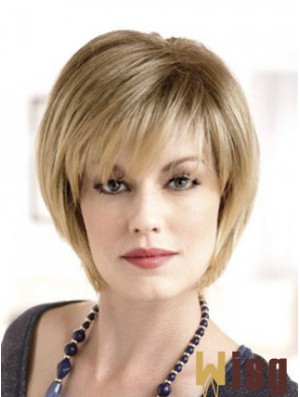 Lace Front Straight Layered Short 8 inch Top Human Hair Wigs