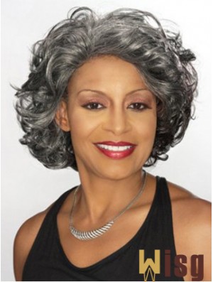 Wavy Capless 12 inch Popular Chin Length Grey Wigs