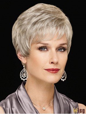 Perfect Short Wavy 6 inch Synthetic Grey Wigs