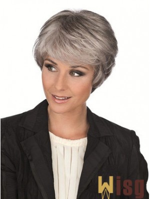 Synthetic Sassy Short Straight Grey Wigs