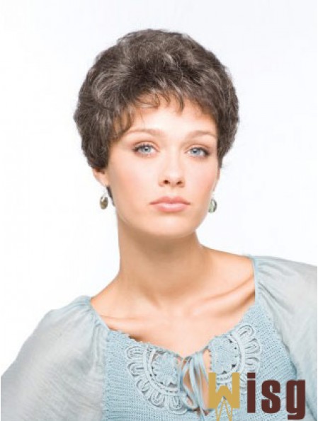 Synthetic Beautiful Short Wavy Grey Wigs