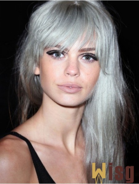 Popular Long Straight 20 inch Synthetic Grey Wigs