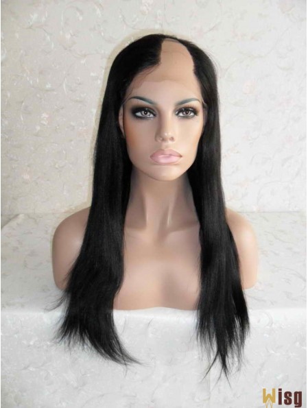 Sleek Black Long Straight U Part Wigs