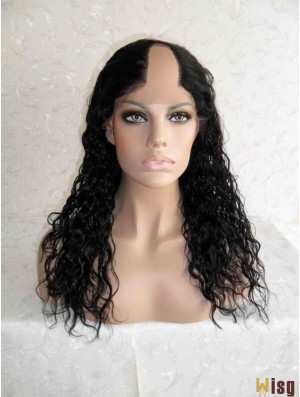 Designed Black Long Curly U Part Wigs