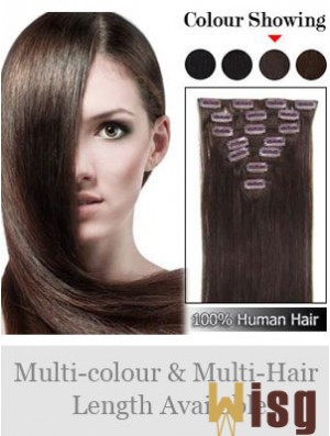 Designed Auburn Straight Remy Human Hair Clip In Hair Extensions