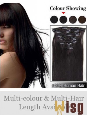 Cheap Brown Straight Remy Human Hair Clip In Hair Extensions