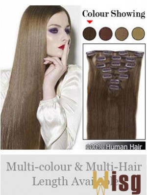 Best Brown Straight Remy Human Hair Clip In Hair Extensions