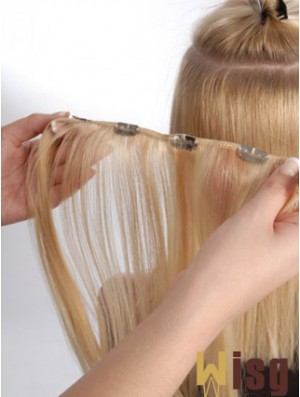 Hair Extension Clips Remy Straight Style Blonde Color