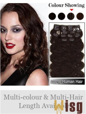 Exquisite Auburn Wavy Remy Human Hair Clip In Hair Extensions