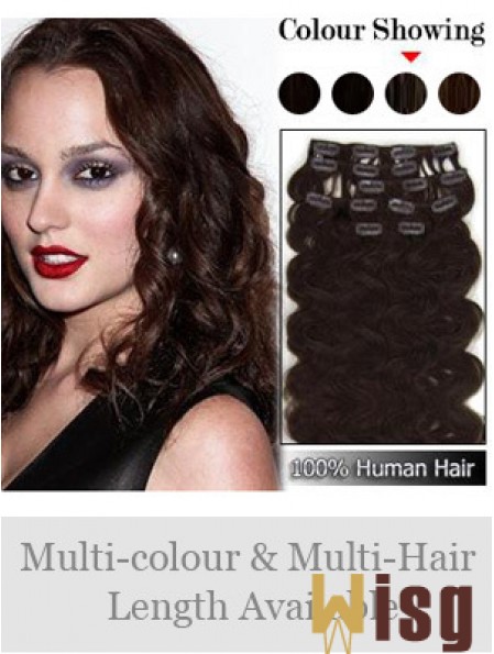 Exquisite Auburn Wavy Remy Human Hair Clip In Hair Extensions