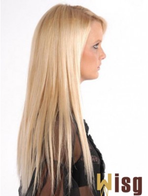 Popular Blonde Straight Remy Human Hair Clip In Hair Extensions