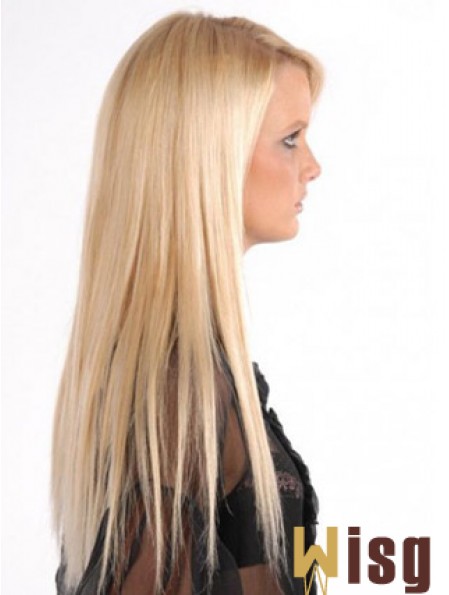 Popular Blonde Straight Remy Human Hair Clip In Hair Extensions