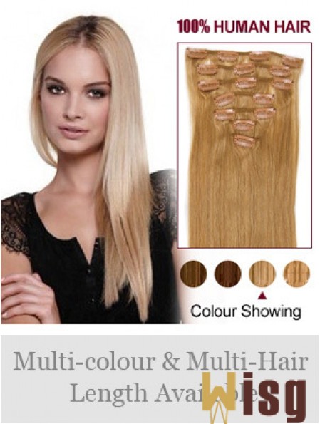 Top Blonde Straight Remy Human Hair Clip In Hair Extensions