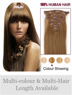 Hairstyles Brown Straight Remy Human Hair Clip In Hair Extensions