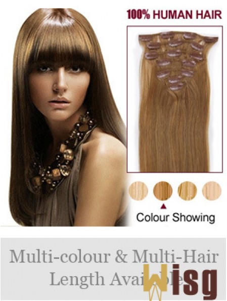 Hairstyles Brown Straight Remy Human Hair Clip In Hair Extensions