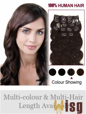 Best Brown Wavy Remy Human Hair Clip In Hair Extensions