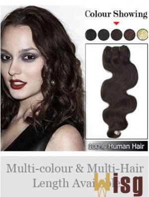 Wavy Remy Human Hair Brown Sassy Weft Extensions