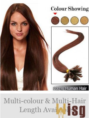 Auburn Straight Hairstyles Nail/U Tip Hair Extensions