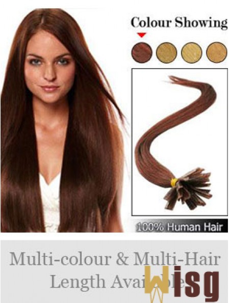 Auburn Straight Hairstyles Nail/U Tip Hair Extensions