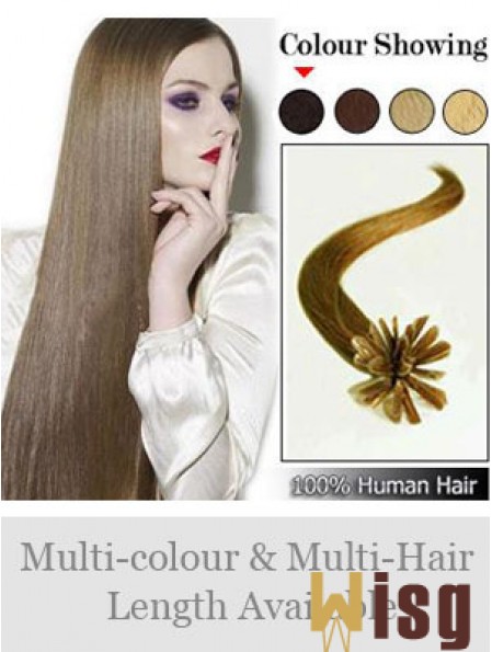 Brown Straight Modern Nail/U Tip Hair Extensions