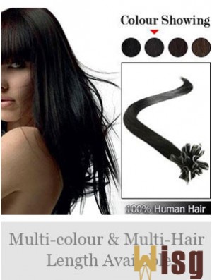 Black Straight Sleek Nail/U Tip Hair Extensions