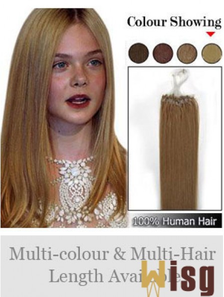 Modern Brown Straight Micro Loop Ring Hair Extensions