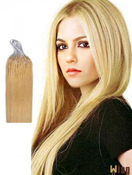 Sleek Blonde Straight Micro Loop Ring Hair Extensions