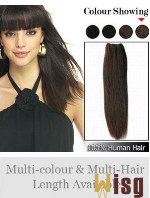 Straight Remy Human Hair Brown Durable Weft Extensions