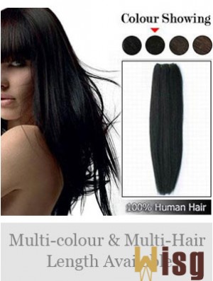 Straight Remy Human Hair Black Comfortable Weft Extensions