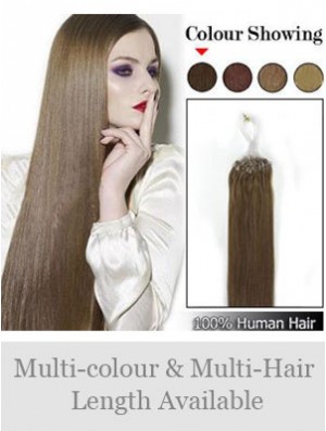 Fabulous Brown Straight Micro Loop Ring Hair Extensions