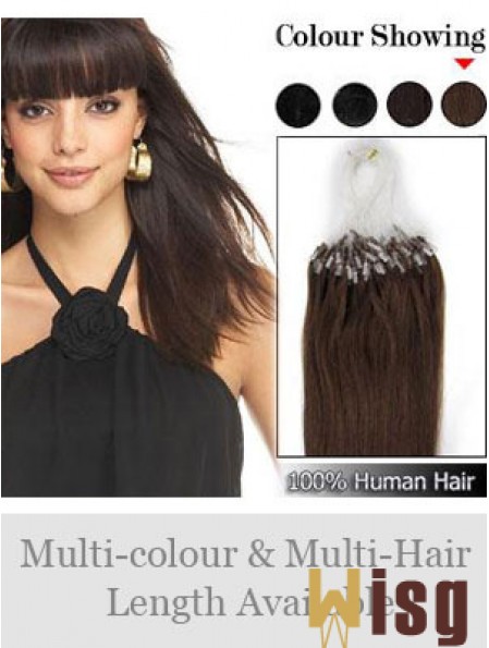 Flexibility Brown Straight Micro Loop Ring Hair Extensions