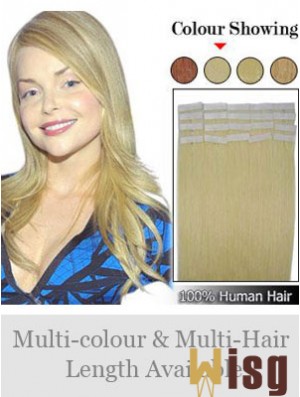 Blonde Straight Fashionable Remy Human Hair Tape In Hair Extensions